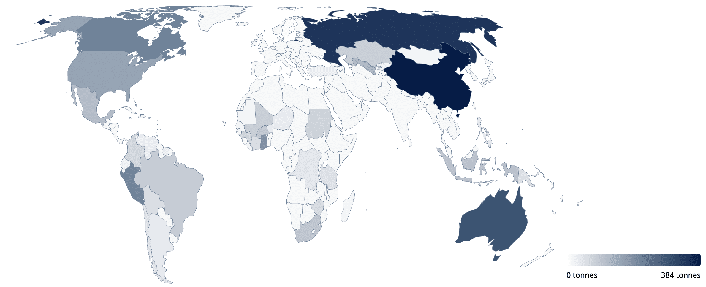 Three of the world’s largest gold-producing nations - Russia, China and Australia - continue to underpin global physical supply. Australia produces more than 390 tonnes annually. (Source: World Gold Council)